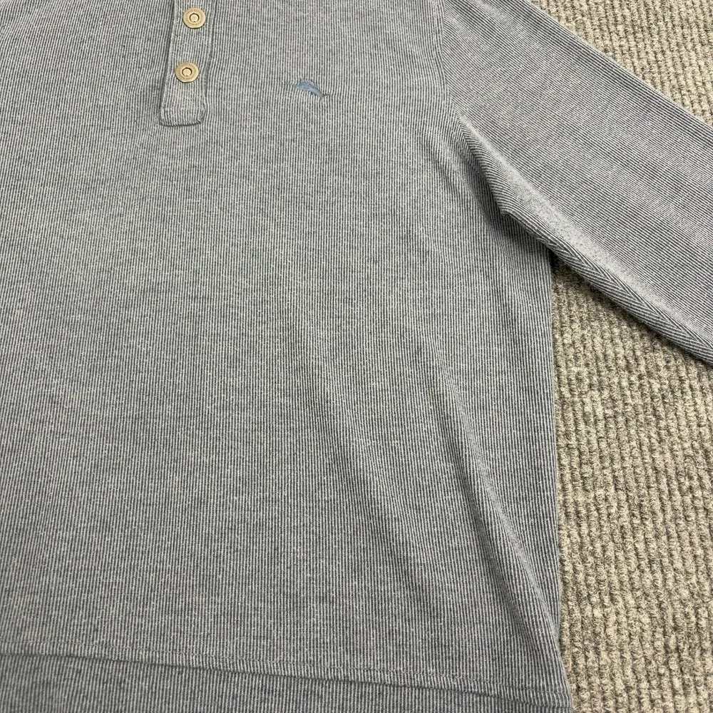 Tommy Bahama Pullover‎ Mens M Blue Cotton Blend Mock Neck Quarter Button Casual